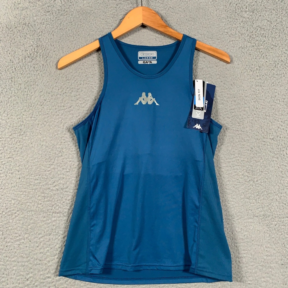 Kappa Kombat Fabe US Ski Team Tank Top Women's Large Blue Athletic Skin Fit Gara